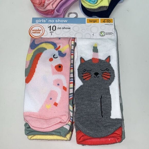 🔥20 Wonder Nation Girls No Show Socks, 20-Pack, Sizes large KIDS - Picture 3 of 6